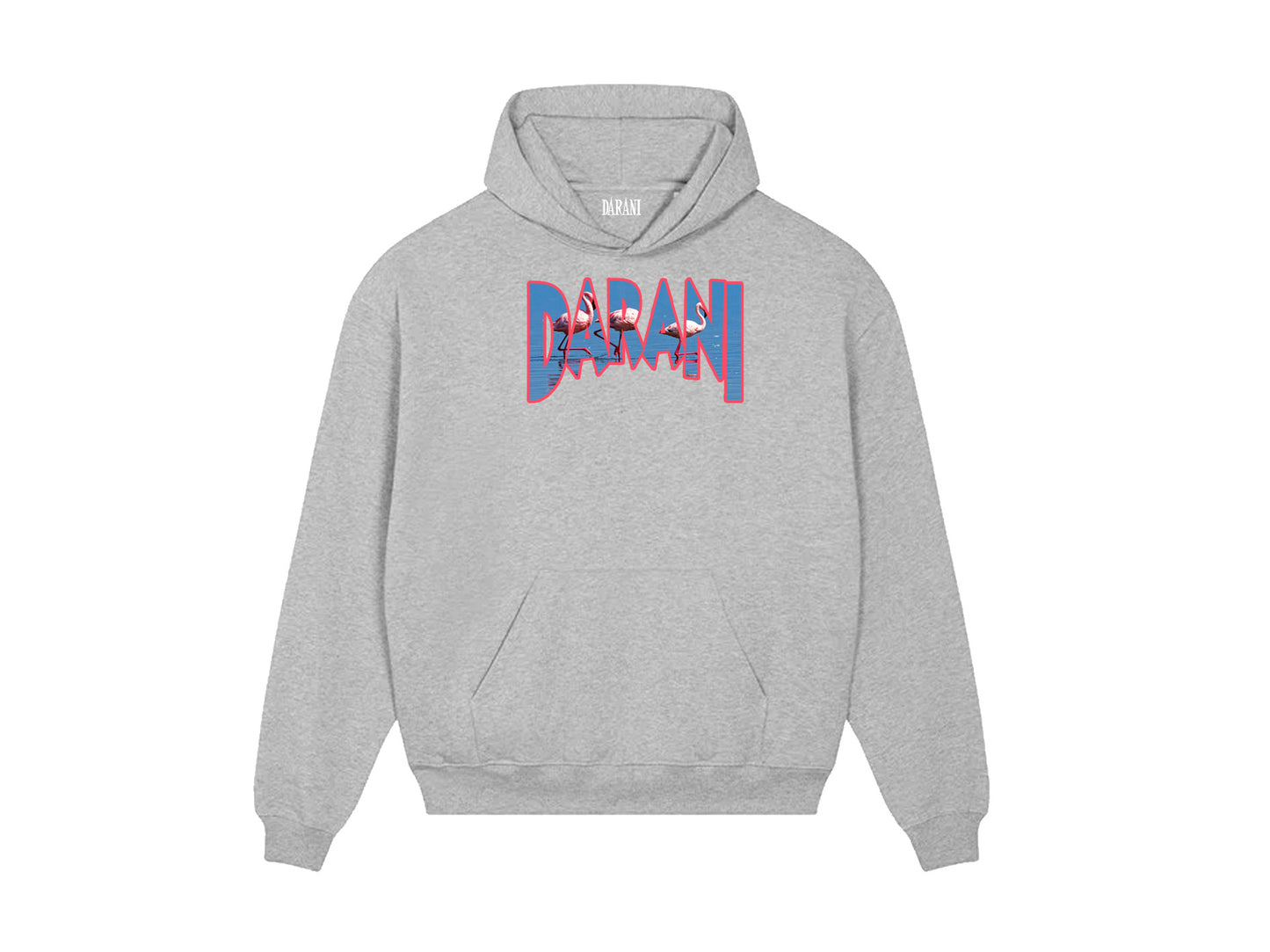 OVERSIZED FIT FLAMINGO HOODY GREY MARL