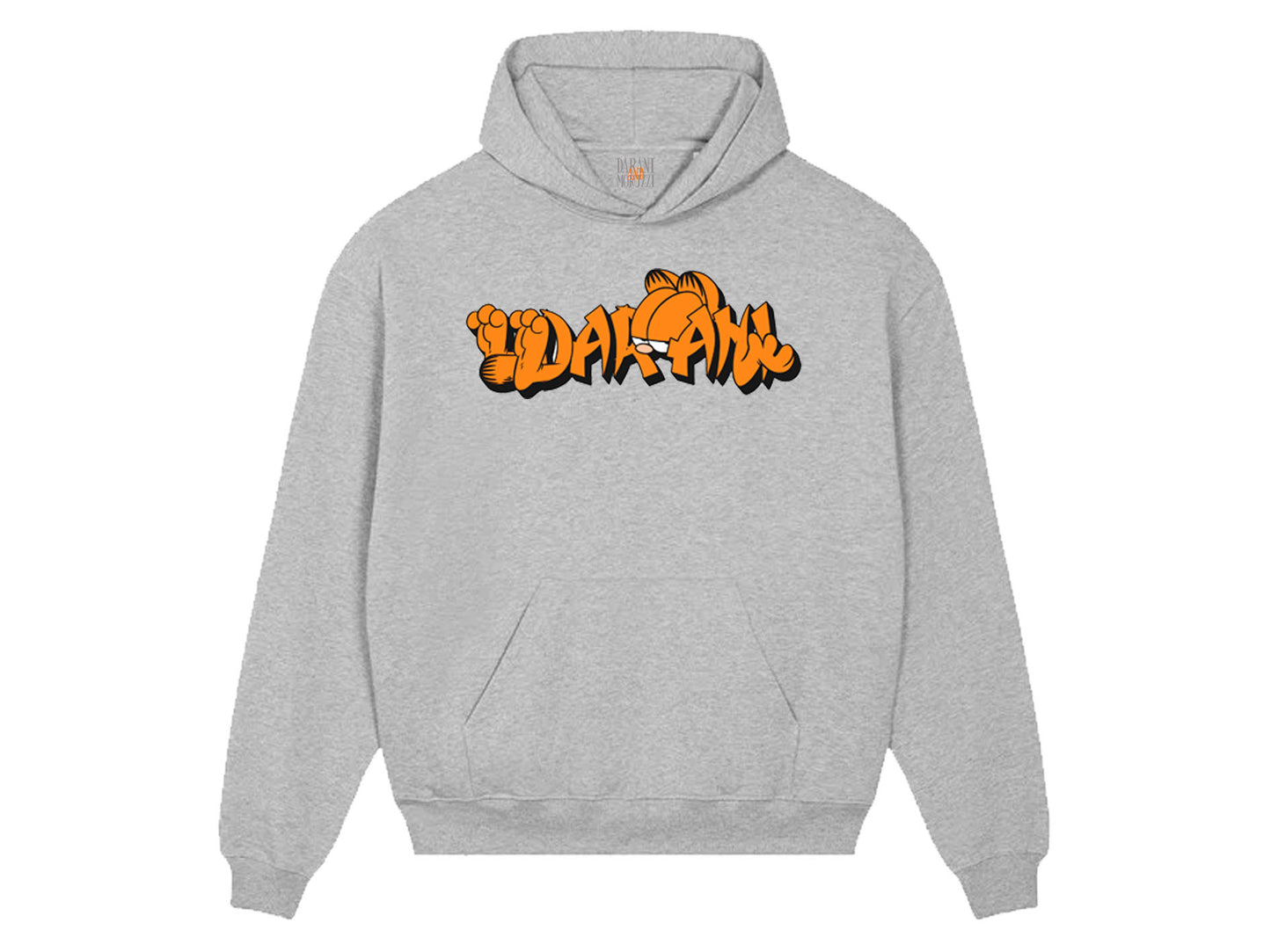 ORANGE GRAPHIC HOODY GREY MARL